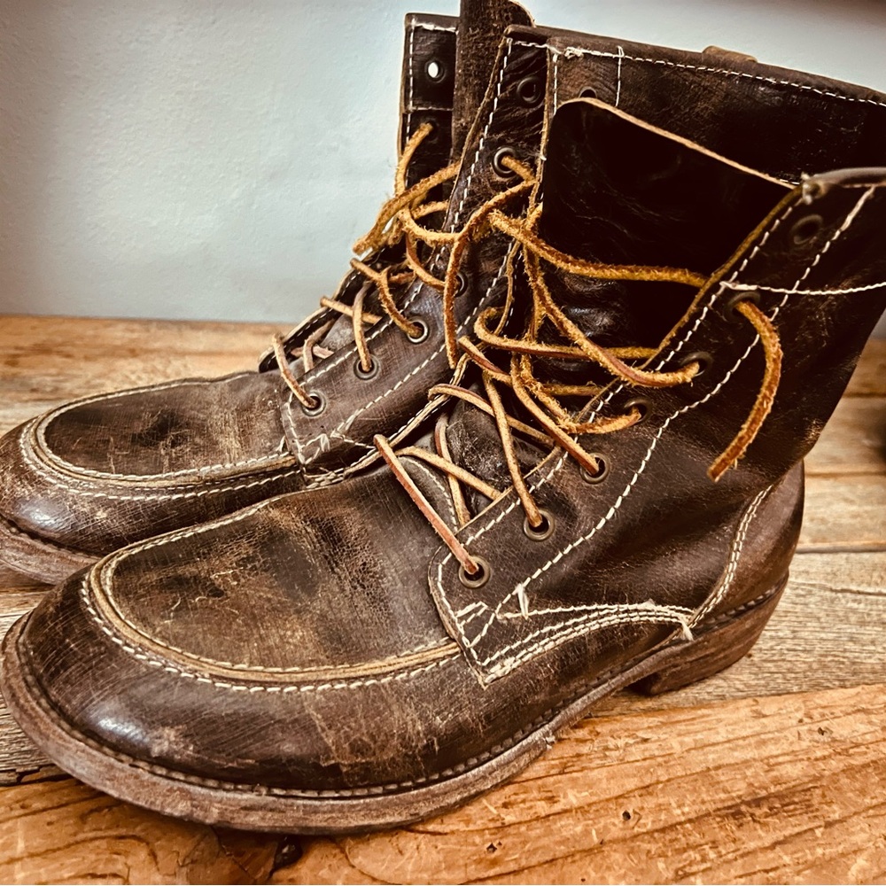 Bed Stu Distressed Brown Leather Boots Size 8